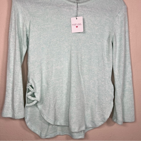 NEW POOF GIRLS LARGE MINT GREEN SOFT KNIT SWEATER STRETCH  PASTEL LONG SLEEVE - Picture 2 of 11